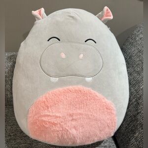 New Squishmallow Harrison the Hippo Grey and Pink 16 inches plush